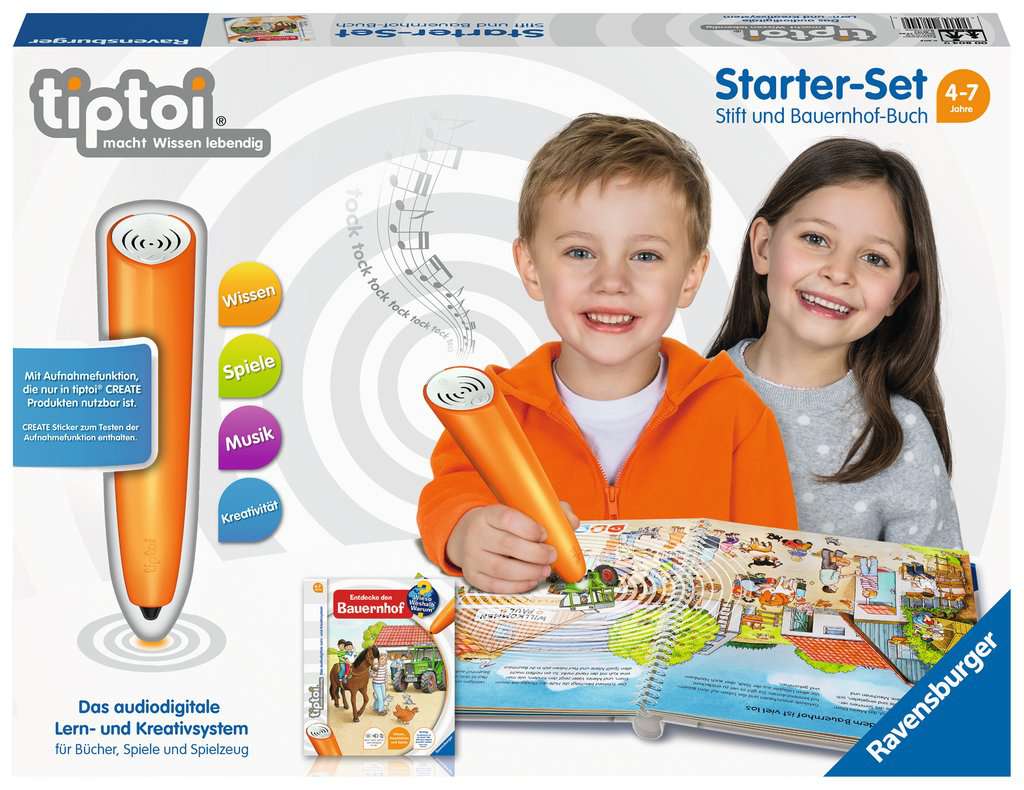 RAVENSBURGER tiptoi® Starter-Set Stift und Bauernhof-Buch Lernspiel Hybrid Spiel 