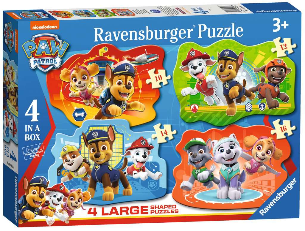 Ravensburger Patrol 4 Large Shaped Jigsaw Puzzles (10,12,14,16pc) | Children's Puzzles | Puzzles | Products | uk | Ravensburger Paw Patrol 4 Large Shaped Jigsaw Puzzles (10,12,14,16pc)