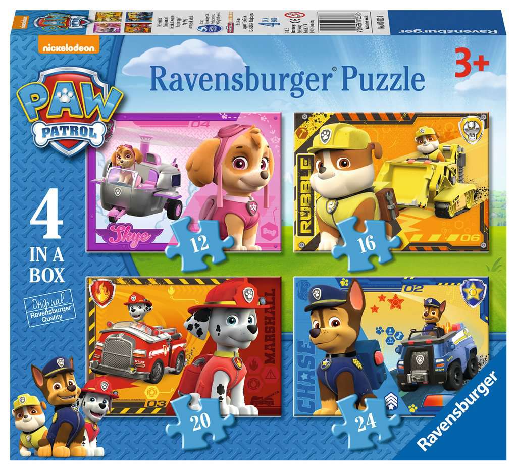 Details about   Kids Paw Patrol Puzzles 4 Set Box Education Floor Puzzle Sorting Skills Toy 3+