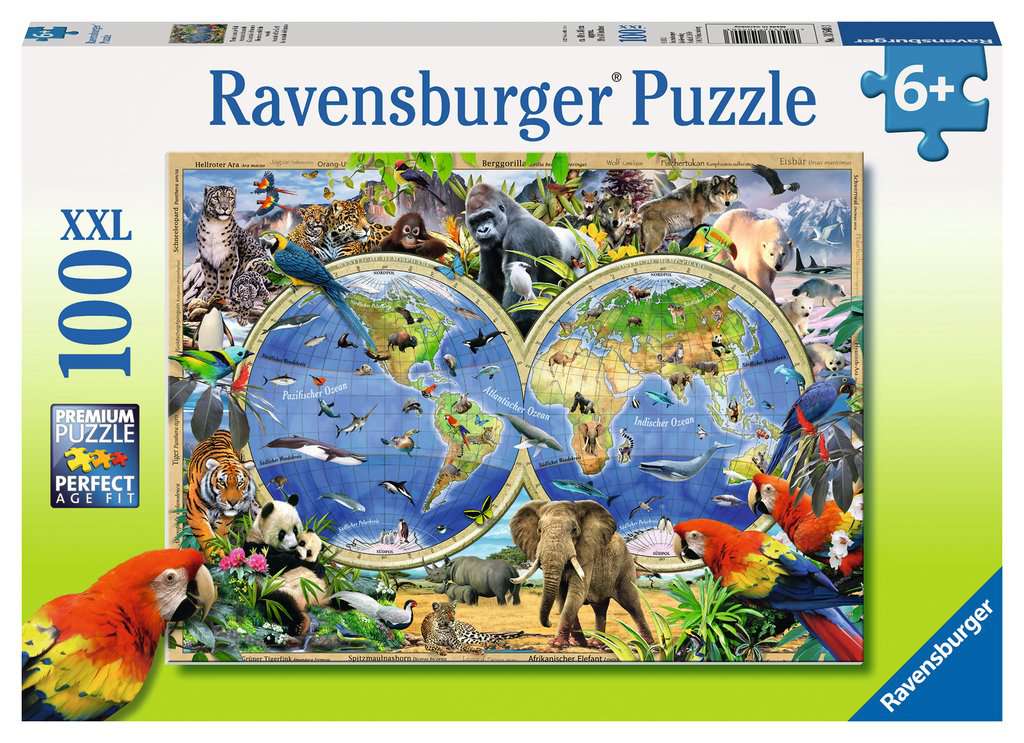 TIERISCH UM DIE WELT Ravensburger Puzzle 10540-100 XXL Teile Pcs. ANIMALS
