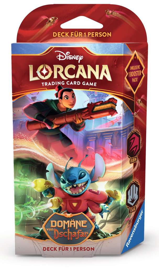 Disney Lorcana TCG: Domäne von Dschafar - Rubin und Stahl Deck für 1 Person (Deutsch)
