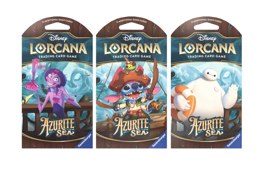 Ravensburger Disney Lorcana Tcg Azurite Sea Set 6 - 3 X Assorted Sleeved Boosters