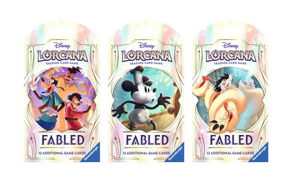 Ravensburger Disney Lorcana Trading Card Game - 3 Pack Of Sleeved Boosters - Set 9 - Fabled