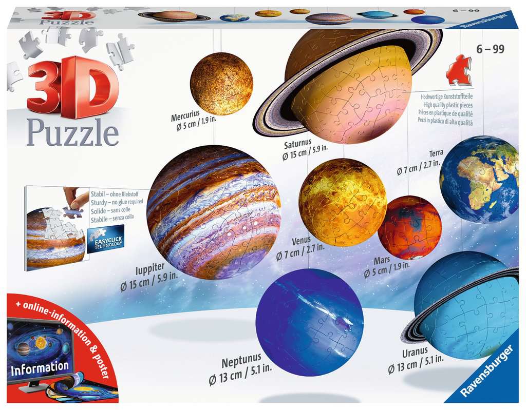 bunt Ravensburger Erwachsenenpuzzle 11668"" Planetensystem 3D-Puzzle 