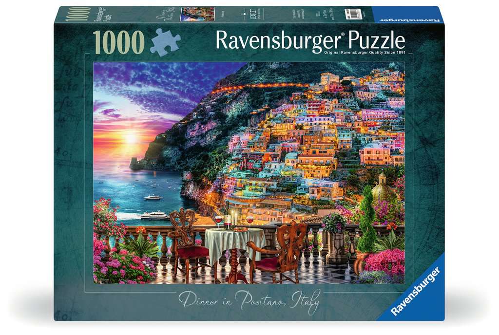 Ravensburger Women's Orange/Pink/Purple Dinner In Positano, Italy 1000 Piece Jigsaw Puzzle