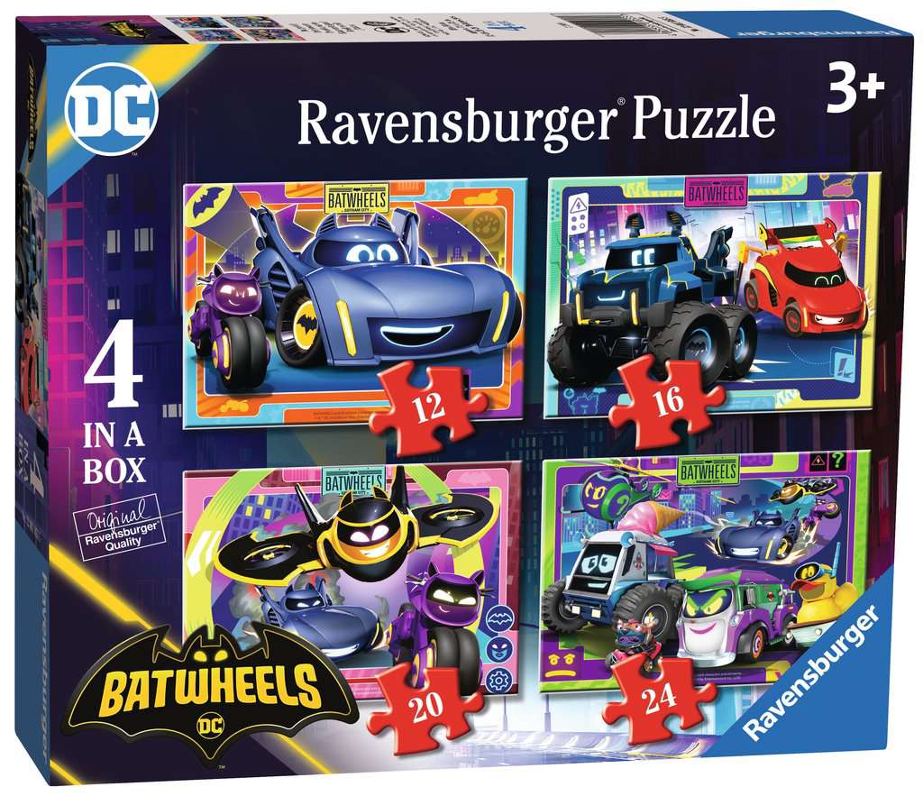 Ravensburger Boys Batwheels 4 In A Box (12, 16, 20, 24 Piece) Jigsaw Puzzles
