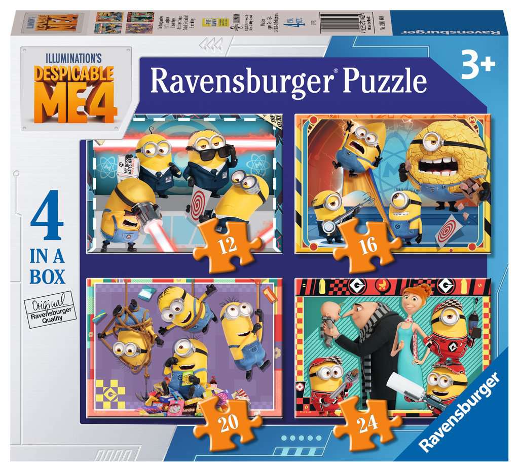Ravensburger Despicable Me 4, 4 in a Box (12, 16, 20, 24 piece) Jigsaw Puzzles Ravensburger Despicable Me 4, 4 in a Box (12, 16, 20, 24 piece) Jigsaw Puzzles