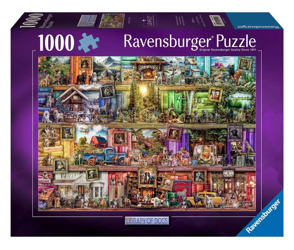 Ravensburger Aimee Stewart Library Of Dogs 1000 Piece Jigsaw Puzzle