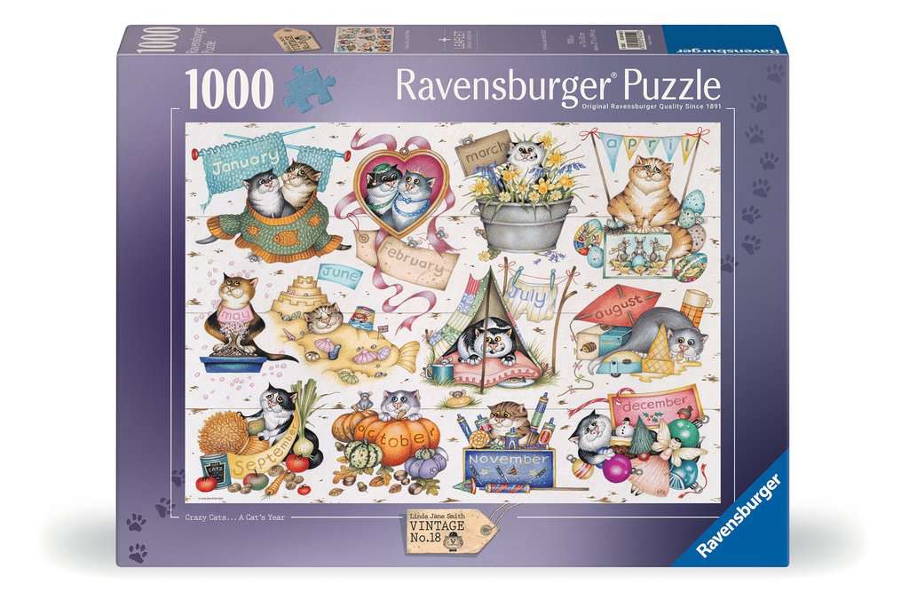 Ravensburger Women's Crazy Cats - A Cat’s Year 1000 Piece Jigsaw Puzzle