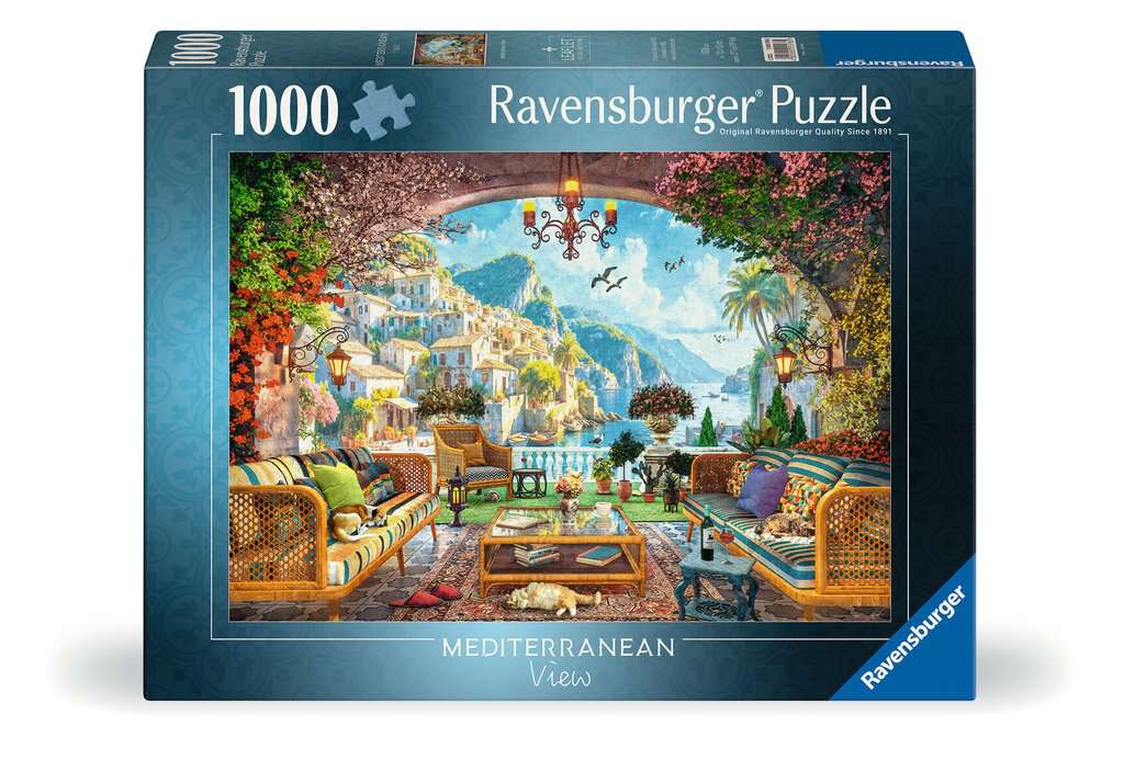Ravensburger Women's Blue Mediterranean Terrace View 1000 Piece Jigsaw Puzzle