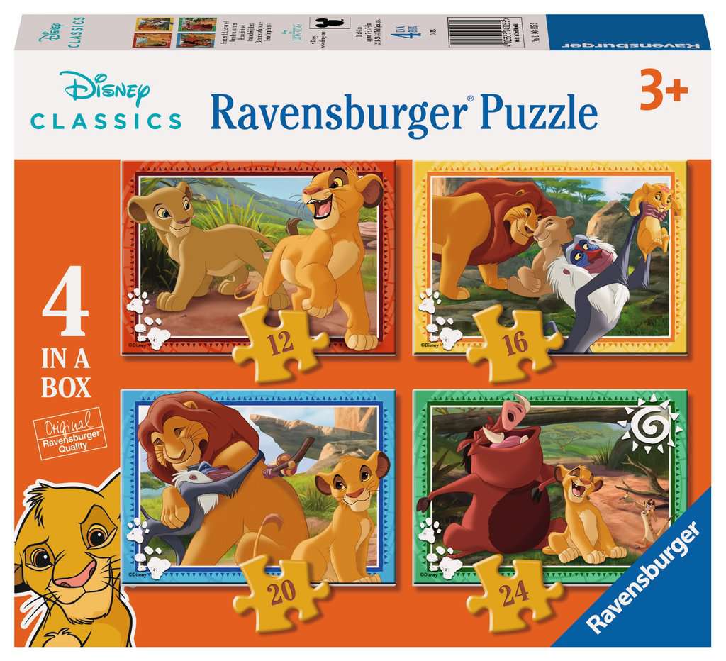Ravensburger Boys Disney The Lion King 4 In A Box (12, 16, 20, 24 Piece) Jigsaw Puzzles - Remember Who You Are