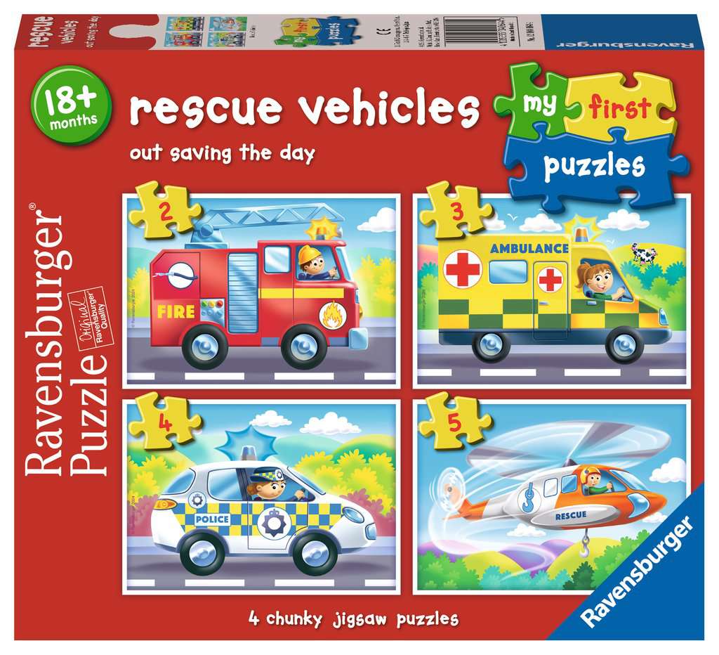 Ravensburger Boys My First Puzzle, Rescue Vehicles (2, 3, 4 & 5 Piece) Jigsaw Puzzles