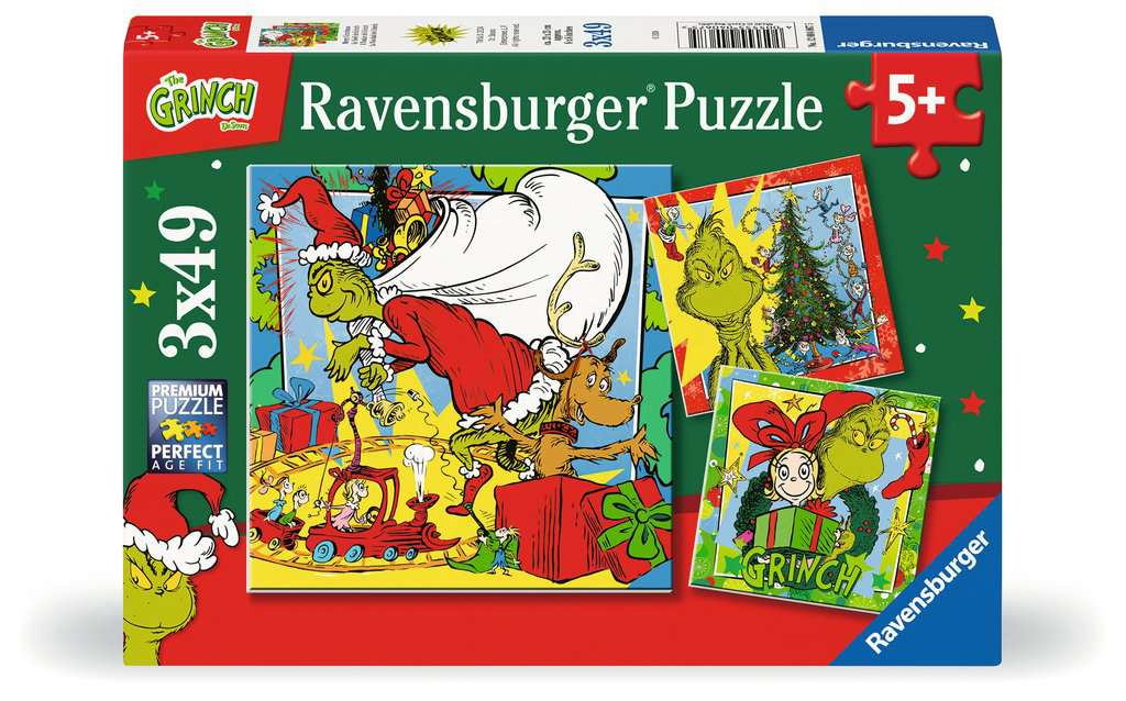 Ravensburger Boys Children's Puzzle 3X49 Pieces - The Grinch - Merry Grinchmas