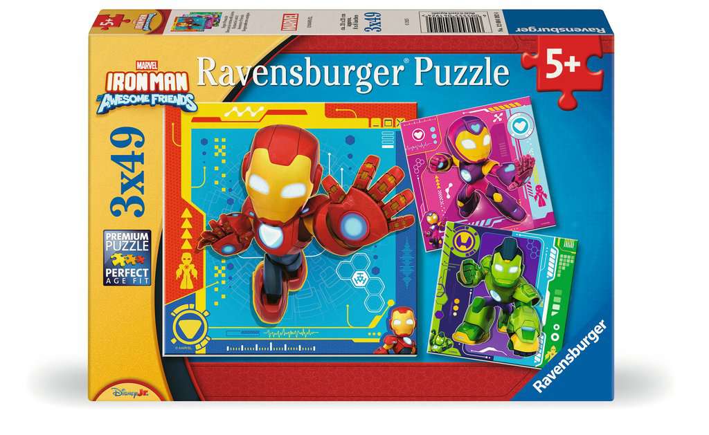 Ravensburger Boys Iron Man & His Awesome Friends 3X 49 Piece Jigsaw Puzzles