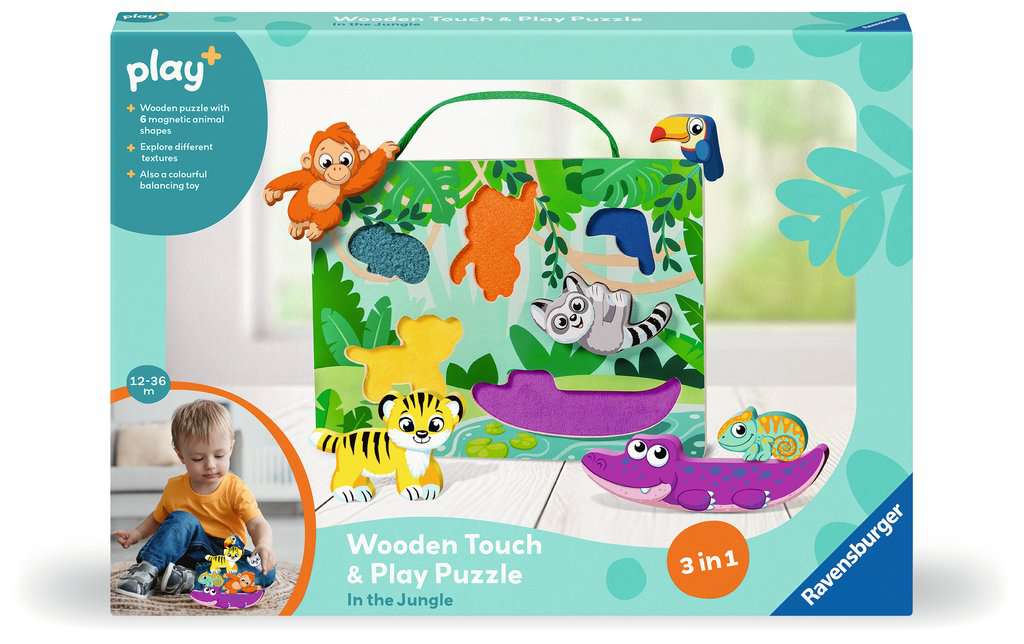 Ravensburger Play+ Infant & Toddler - Wooden Touch & Play Puzzle - In The Jungle