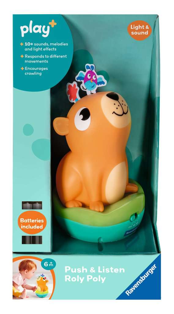 Ravensburger Light Play+ Infant & Toddler - Push & Listen Roly Poly - Capybara