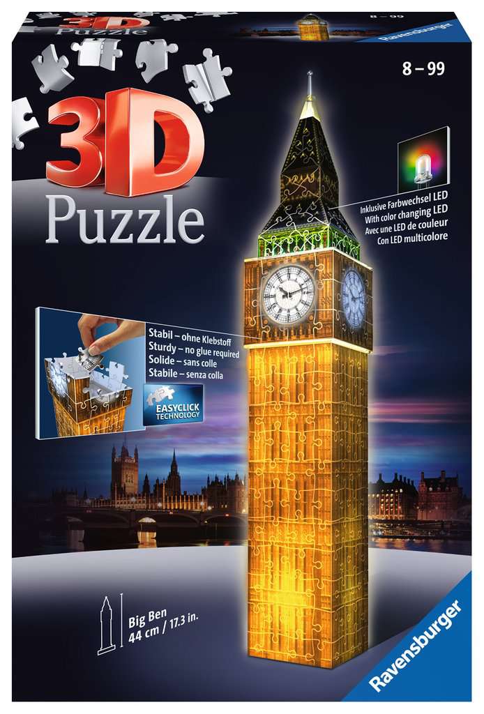 Big Ben Night Edition | Puzzle Gebouwen | 3D puzzels | Producten | nl | Big Ben Night Edition