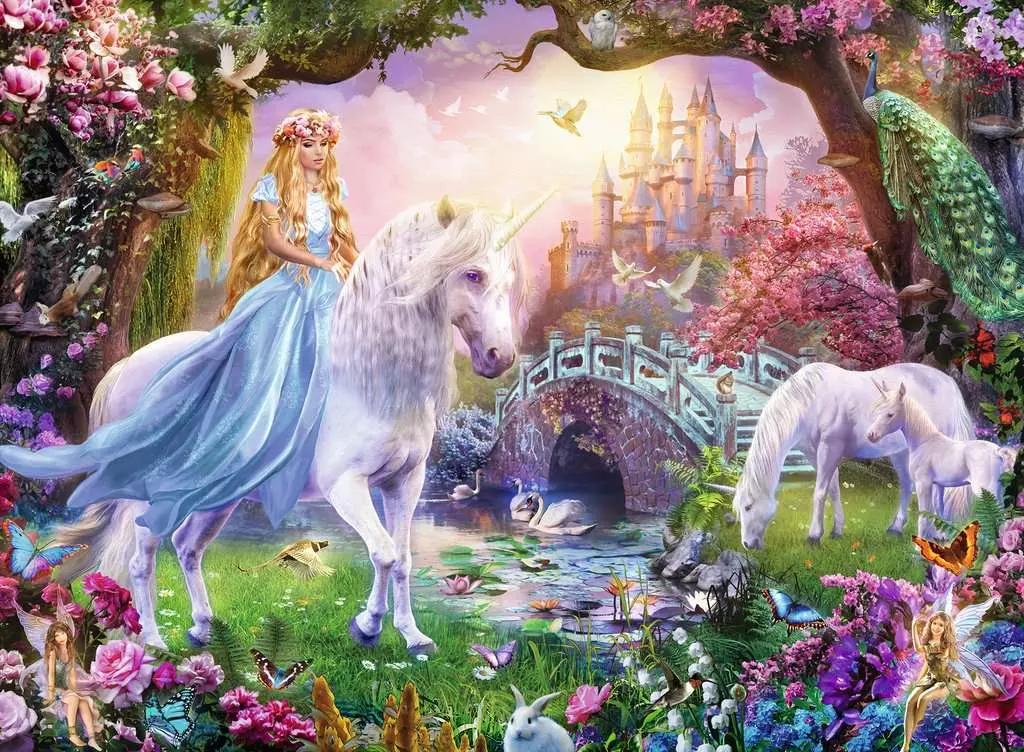 Teens and Kids Enchanted Unicorns Games for Adults Page Publications Collection Jigsaw Puzzles 100 Pieces for Adults