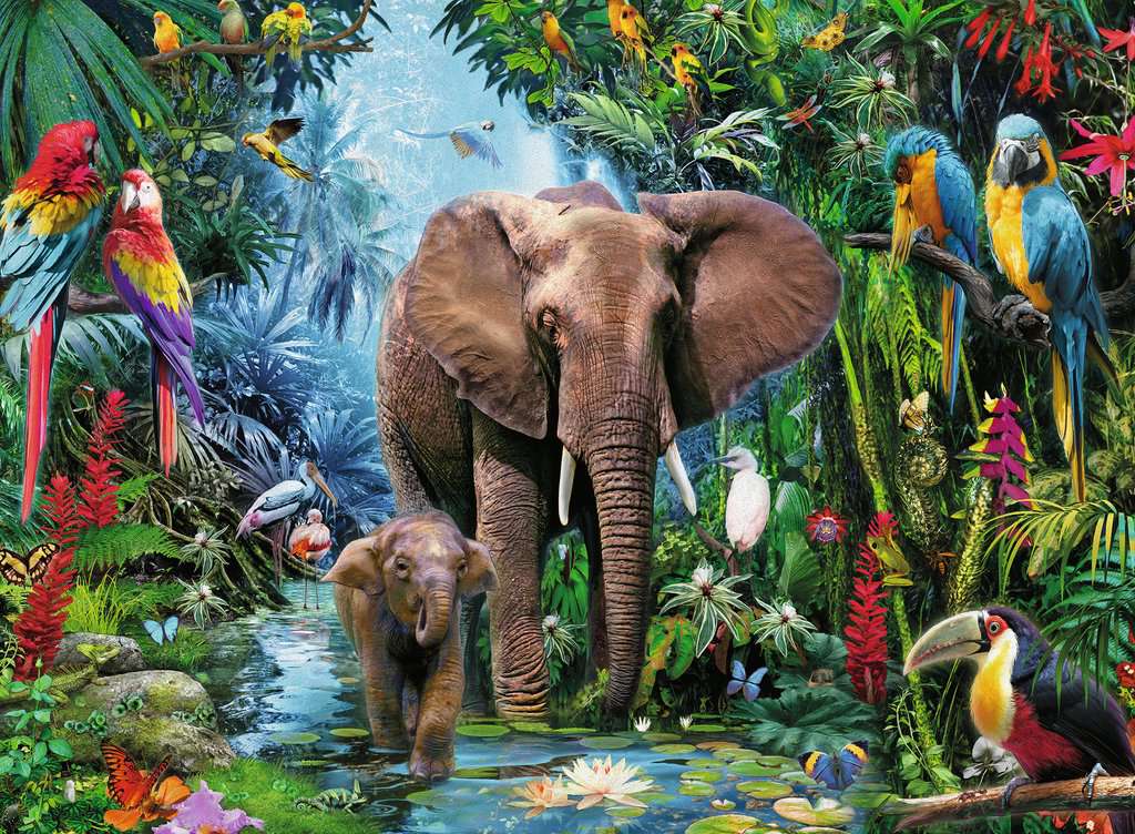 Ravensburger Puzzle 129010 Dschungelelefanten 7 Jahre 150 Teile XXL 