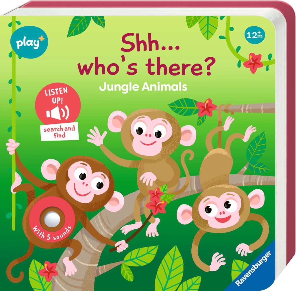 Ravensburger Play+ Infant & Toddler - Shh, Who's There? Jungle Animals My First Seek And Find Sound Book