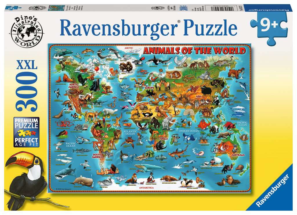 TIERISCH UM DIE WELT ANIMALS Ravensburger Puzzle 10540-100 XXL Teile Pcs.
