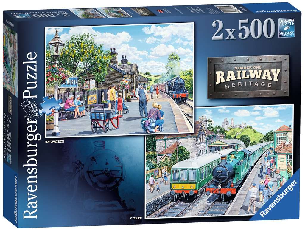 Ravensburger 14061 Railway Heritage Corfe & Oakworth Station 2x 500pc Puzzle