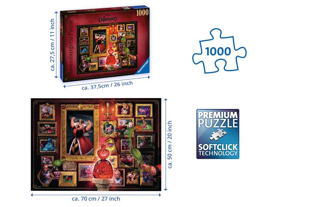 Ravensburger Disney Villainous Queen of Hearts 1000 PC Jigsaw Puzzle 150267 for sale online 