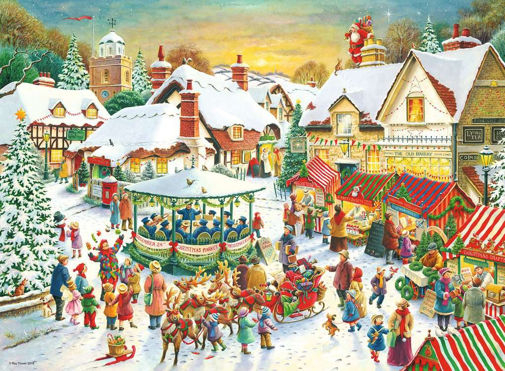 Ravensburger Christmas Collection No 1 Christmas Market Santa S Christmas Supper 2x 500pc Jigsaw Puzzle Adult Puzzles Puzzles Products Uk Ravensburger Christmas Collection No 1 Christmas Market Santa S