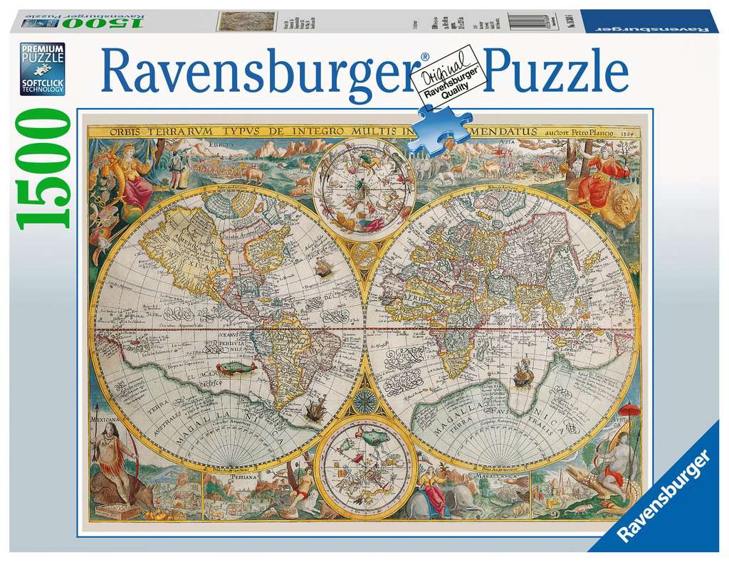 Ravensburger 16003 mapa del mundo con tremendos dotes seres animal partes 1500 rompecabezas 