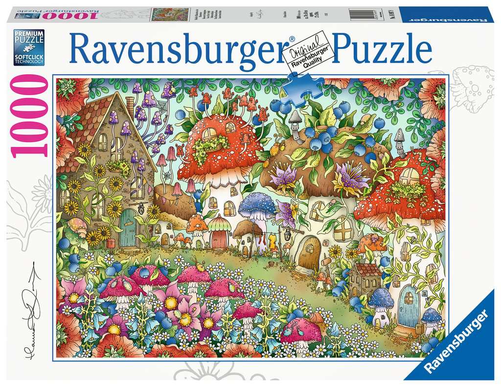 Ravensburger Girls Floral Mushroom Houses 1000 Piece Jigsaw Puzzle