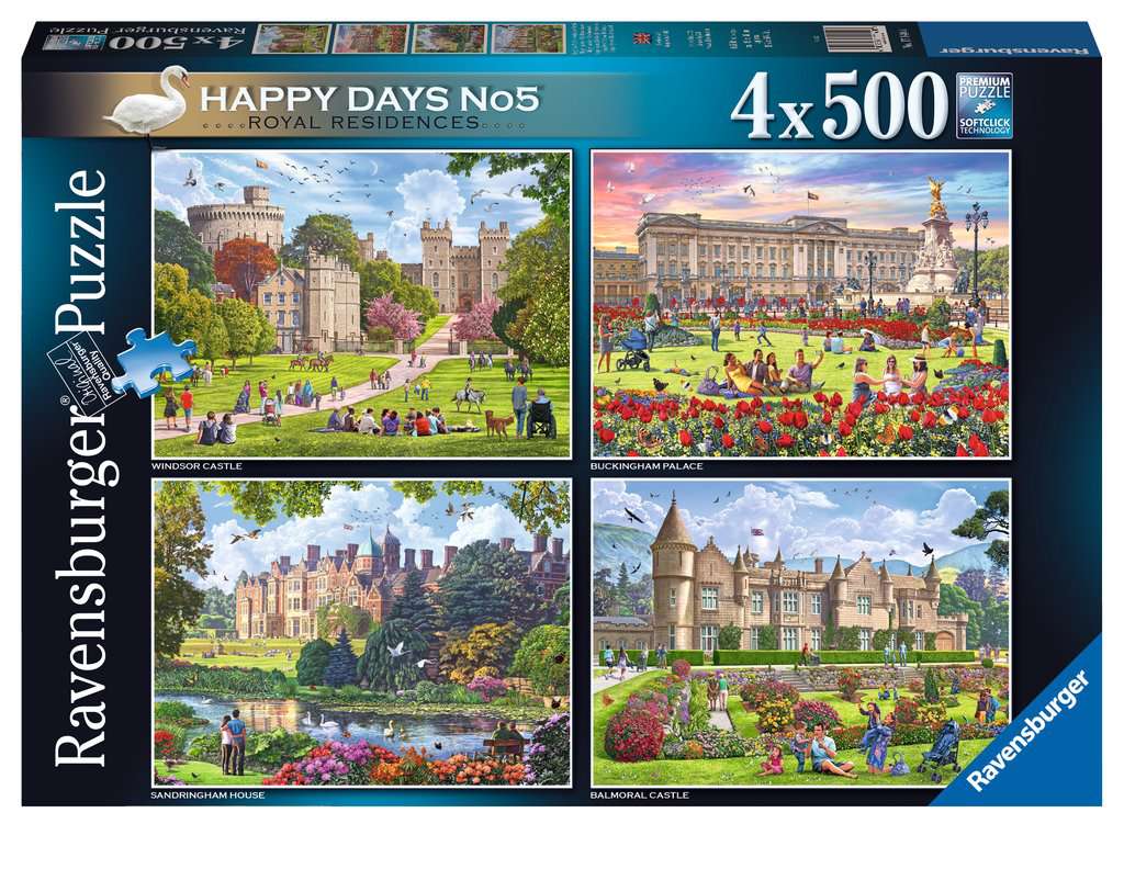 Ravensburger Women's Happy Days Collection No.5 Royal Residences 4X 500 Piece Jigsaw Puzzle