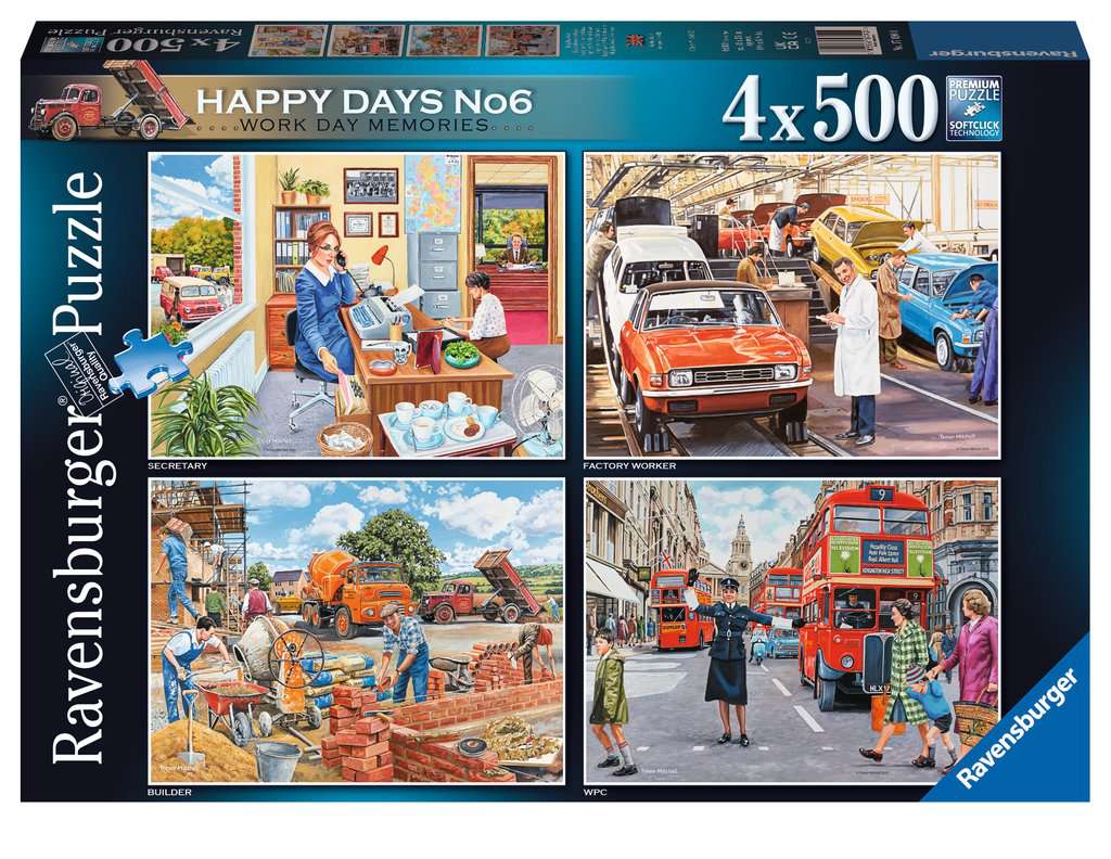Ravensburger Women's Happy Days Collection No.6 Work Day Memories 4X 500 Piece Jigsaw Puzzle