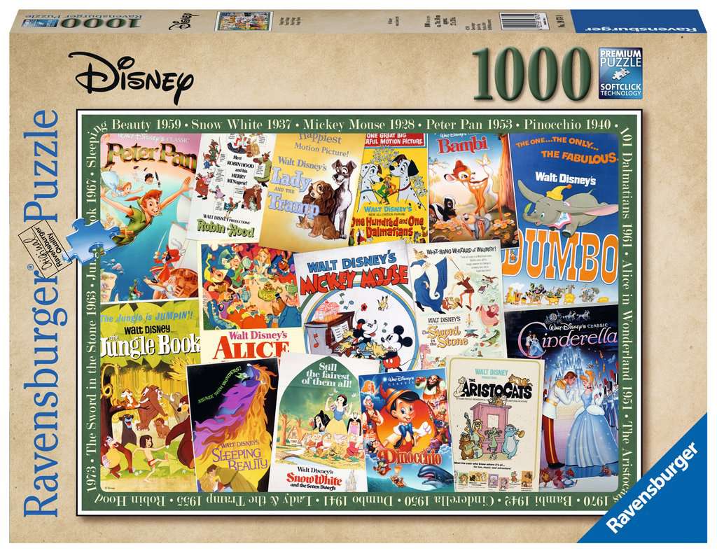 Ravensburger Puzzle 1000 Pièces Posters Vintage Disney Puzzle Adulte 4005556... 