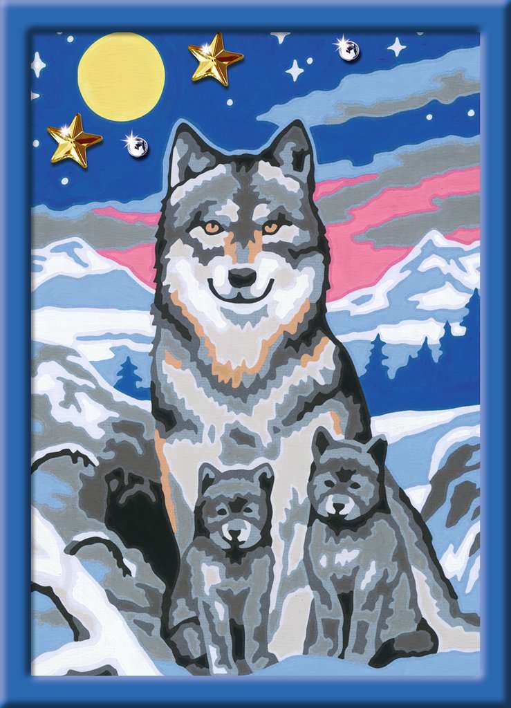 Malen nach Zahlen Wölfe Wolf Wolfsrudel Größe 30 cm x 40 cm Komplettset 