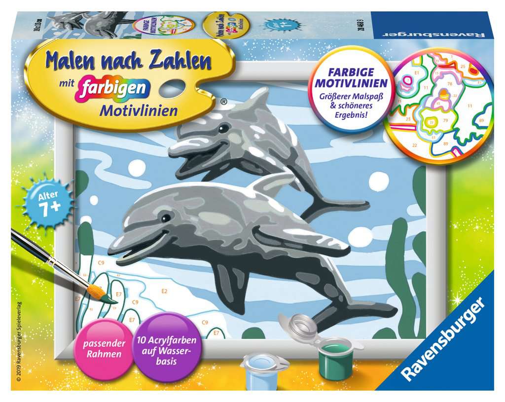 Ravensburger Malen nach Zahlen Freundliche DelfineKinder Malset ab 7 Jahre 