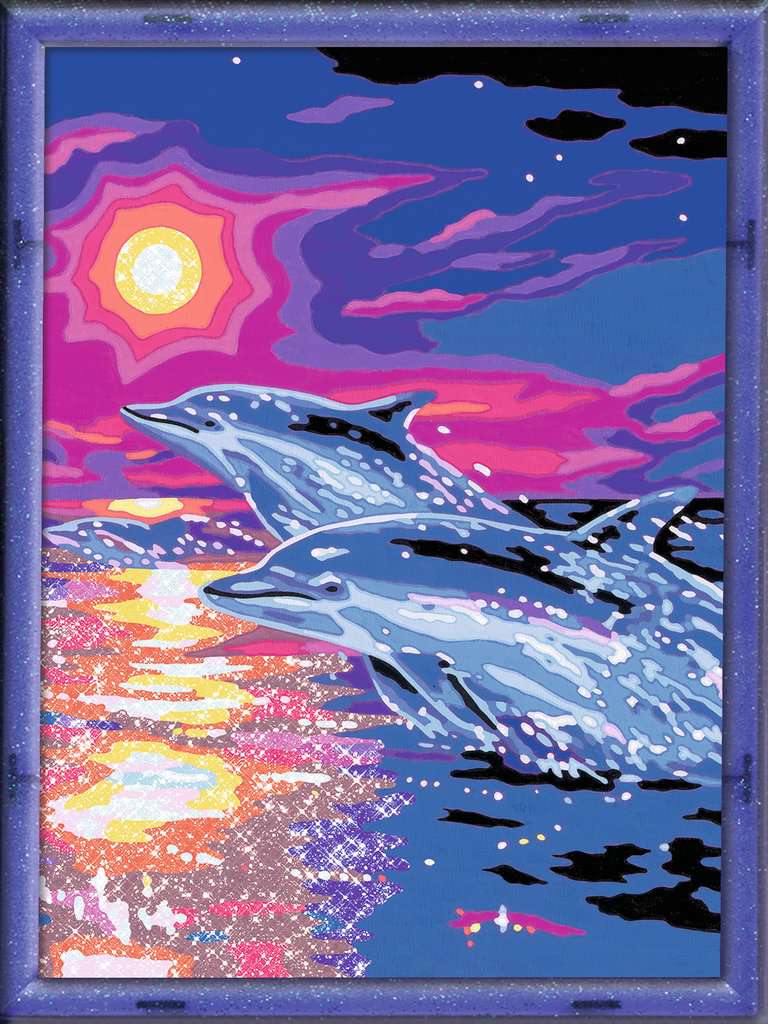 Begraafplaats jas Jane Austen Dolfijnen in zonsondergang | Schilderen op nummer | Hobby | Producten | nl  | Dolfijnen in zonsondergang