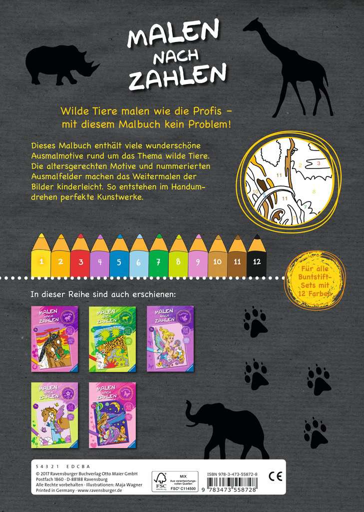 Malen nach Zahlen: Wilde Tiere | Malbücher und Bastelbücher
