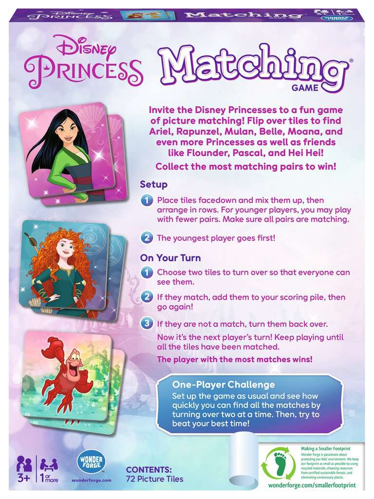 A Fun & Fast Memory Game You Can Play Over & Over Wonder Forge Disney Princess Matching Game  for Boys & Girls Age 3 and Up
