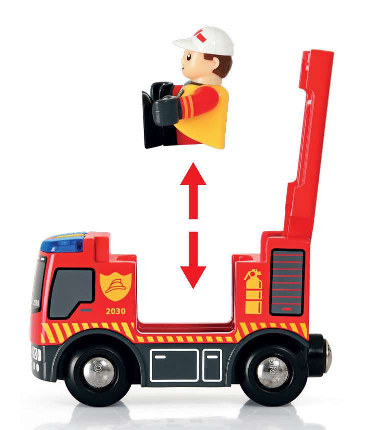 Brio Feuerwehr Spiel-Set mit Figur Flamme und Fahrzeug 33876 