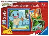 Puzzles 3x49 p - Salamèche, Bulbizarre et Carapuce / Pokémon Puzzle;Puzzles enfants - Ravensburger