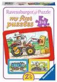 Puzzle dla dzieci 2D: Traktor, koparka i ciężarówka 3x6 elementów Puzzle;Puzzle dla dzieci - Ravensburger