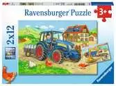 Baustelle und Bauernhof   2x12p Puslespil;Puslespil for børn - Ravensburger