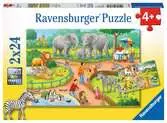 Den v zoo 2x24 dílků 2D Puzzle;Dětské puzzle - Ravensburger