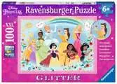 Puzzle 100 p XXL - Fortes, belles et courageuses / Disney Princesses (Collection Paillettes) Puzzle;Puzzle enfant - Ravensburger