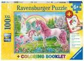 MAGICZNE JEDNOROŻCE XXL 100 EL Z KSIĄŻECZKĄ Puzzle;Puzzle dla dzieci - Ravensburger