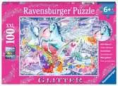 Úžasní jednorožci 100 dílků třpytivé 2D Puzzle;Dětské puzzle - Ravensburger