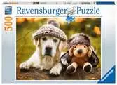 PIES + PLUSZKA W CZAPKACH 500EL Puzzle;Puzzle dla dzieci - Ravensburger