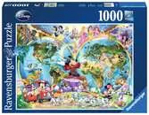 Mappamondo Disney,  Puzzle 1000 Pezzi, Puzzle Disney Puzzle;Puzzle da Adulti - Ravensburger