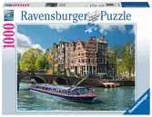 KANAŁ WODNY AMSTERDAM 1000EL Puzzle;Puzzle dla dorosłych - Ravensburger