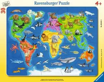 06641 Kinderpuzzle Weltkarte mit Tieren von Ravensburger 1